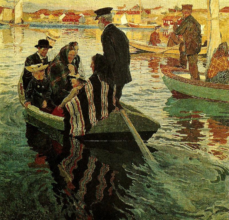 Carl Wilhelmson kyrkfolk i bat china oil painting image